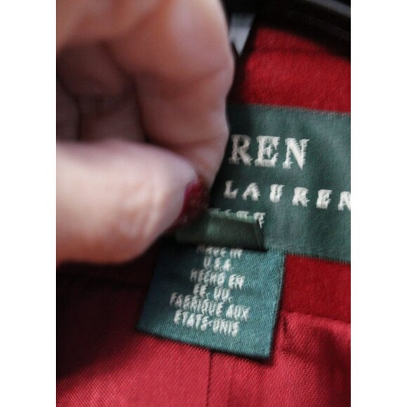Lauren Ralph Lauren Red Wool Classic Blazer Jacket w Silver Buttons Size 4P - Picture 5 of 12